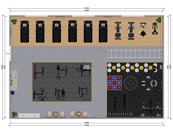 120平方健身房配置方案-广西好博体育健身器材有限公司